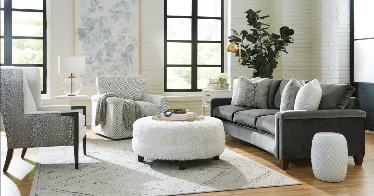 Craftmaster custom upholstered sofa in a styled room
