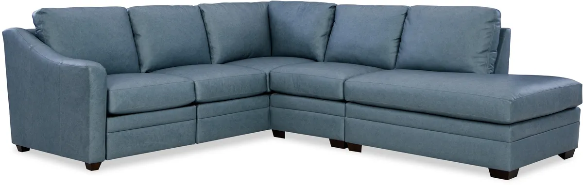 L9433P-SECT sectional: Crescent Arm, Semi-Attached Boxed Back, Saddle Stitch / Double Needle, Power Motion