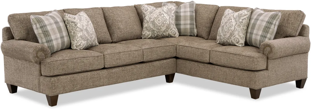 C96121-SECT sectional: Panel Arm w/ Nails, Semi-Attached Knife Edge, Tapered Leg, Welt / Piping