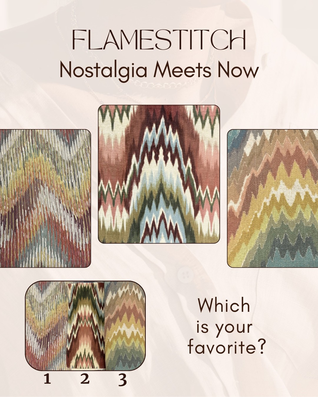 Retro design, modern appeal. Flamestitch brings vibrant pattern and texture into contemporary spaces.

Which of these three colorways do you see trending most with your customers?

Cast your vote (1, 2, or 3) in the comments! 💬 

#CraftmasterFurniture #CraftedByCraftmaster #InteriorDesign #UpholsteryTrends #Flamestitch #FabricInspiration #FurnitureDealer #ShowroomStyle #HomeFurnishings #DesignTrends #TextileDesign #RetailDesign