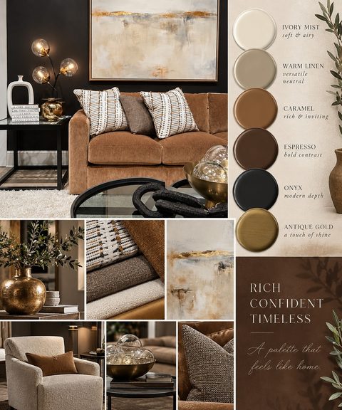 A palette that feels like home. 🍂🏡

There is something so grounded and comforting about wrapping a room in warm, earthy layers. This mood board is all about creating a space that feels deeply personal, welcoming, and undeniably chic. 

#craftmasterfurniture #craftedbycraftmaster #homeinspo #hpmkt26