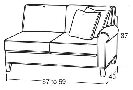 Tearpad drawing of the RAF loveseat, for its size and shape