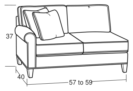 Tearpad drawing of the LAF loveseat, for its size and shape