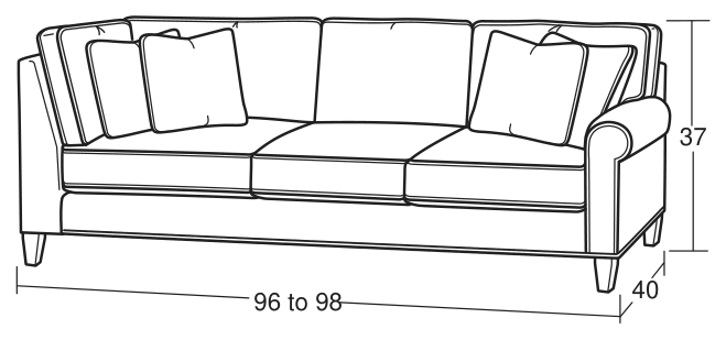 Tearpad drawing of the RAF sofa with return, for its size and shape