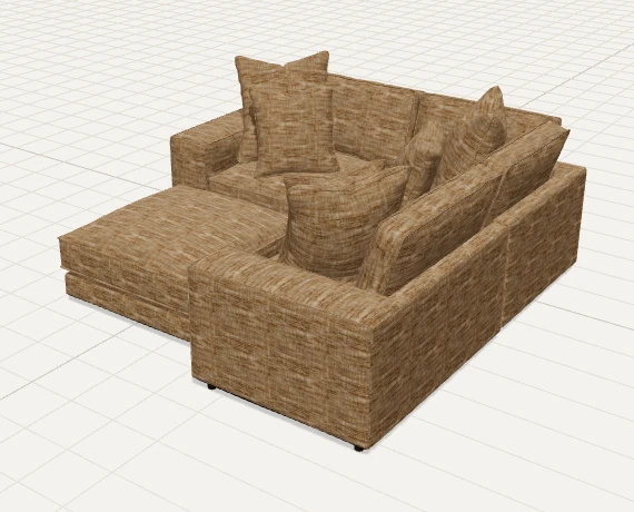 A Drift sectional configured piece by piece in the 3D Sectional Builder